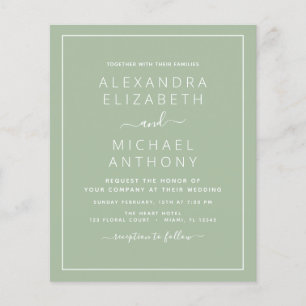 Budget Sage Green Wedding Einladung Flyer