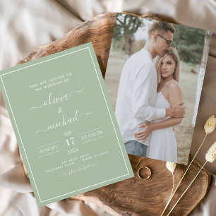 Budget-Sage-Grün-Hochzeit mit Foto-Einladung Fl Flyer