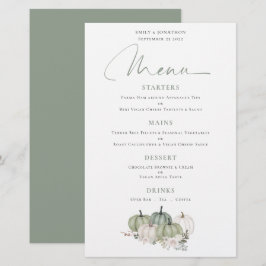 Budget Sage Pumpkins Fall Florals Wedding Menü