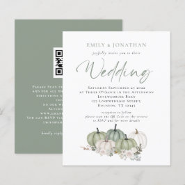 Budget Sage Pumpkins Florals QR Wedite Einladung