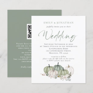 Budget Sage Pumpkins Florals QR Wedite Einladung