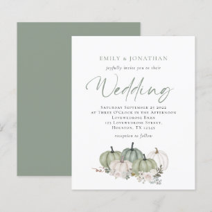 Budget Sage Pumpkins Florals Wedite Einladung
