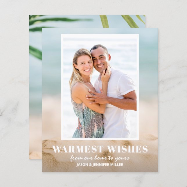 Budget Sand and Sea Beach Foto Weihnachtskarten (Vorne/Hinten)
