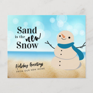 Budget Sandy Snowman Beach New Address Card
