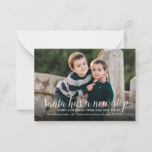 Budget Santa New Zuhause stoppen Foto Holiday Movi Mitteilungskarte