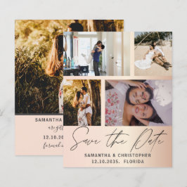 Budget Save the Date 4 Foto Rose Gold Einladung