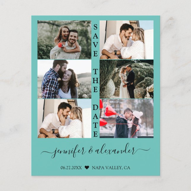 Budget Save the Date 6 Fotocollage Typografie (Vorderseite)