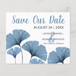 Budget Save the Date Blue & White Foliage Hochzeit