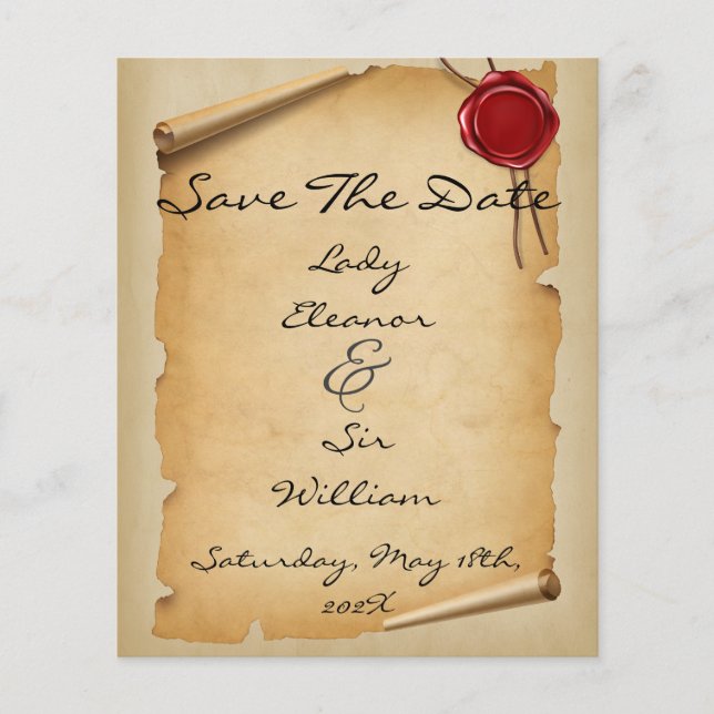 Budget Save the Date Mittelalterliches Siegel Flyer (Vorne)