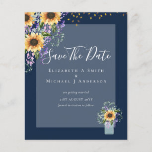 BUDGET SAVE THE DATE Rustikale Sonnenblumen Lila Flyer