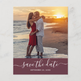 Budget Save the Date Script Burgundy Foto Flyer