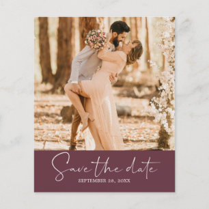 Budget Save the Date Script Burgundy Foto Flyer