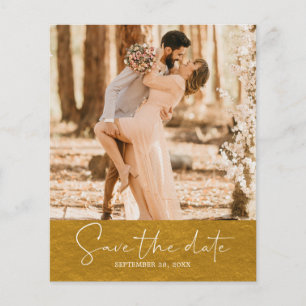 Budget Save the Date Script Classic Gold Foto Flyer
