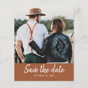 Budget Save the Date Skript Foto TerraCotta Flyer