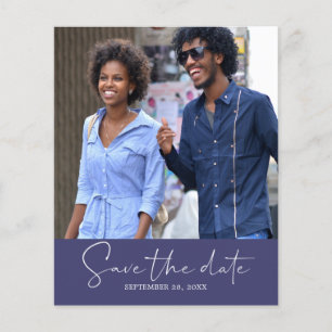 Budget Save the Date Skript Navy Blue Foto Flyer