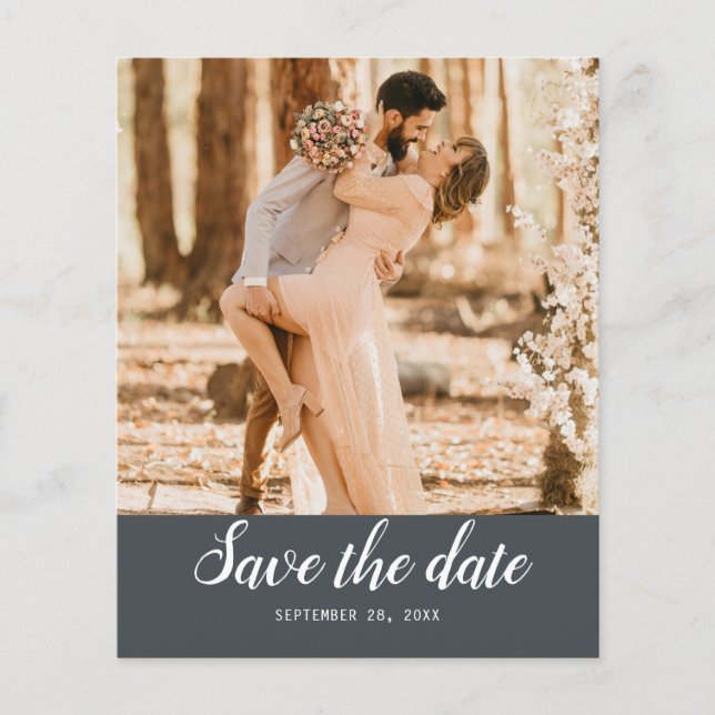 Budget Save the Date Skript Off-Black-Foto Flyer (Vorne)