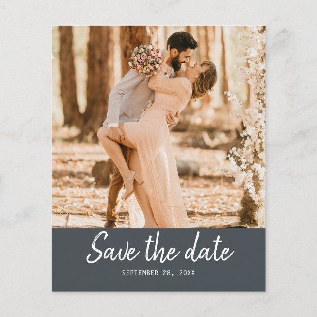 Budget Save the Date Skript Schwarzweiß-Foto-Flyer Flyer (Vorne)