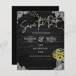 BUDGET Save the Date Spitzen Sonnenblumen Hochzeit