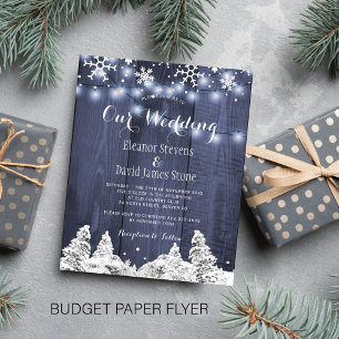 Budget-Schneeflocken-Winterhochzeitseinladung Flyer