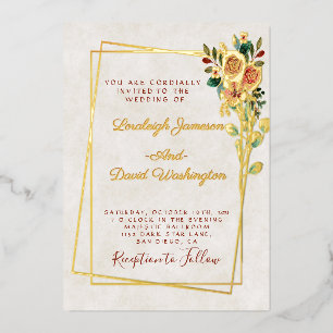 Budget Schöne rosa und goldene Hochzeit Folieneinladung