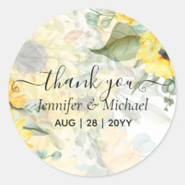 Budget Schöne SUNFLOWERS GREENERY Wedding Runder Aufkleber