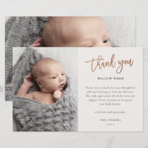Budget Schrift Foto Baby Dankeskarten