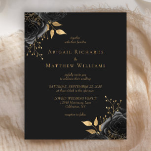Budget Schwarz Gold Floral Dunkle Hochzeit