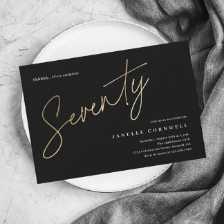Budget Schwarz und Gold 70. Geburtstag Einladung