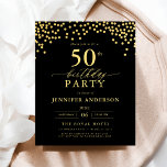 Budget Schwarz und Gold Script 50. Geburtstag<br><div class="desc">Set die Bühne für eine elegante Feier mit einer Schwarz-Gold-Script-Einladung Geburtstag! Dieses luxuriöse Gold-Script auf einem schwarzen Hintergrund strahlt Eleganz und zeitlosen Charme aus. Perfekt für Geburtstage oder ein stilvolles Event, kombiniert es klassische Eleganz mühelos mit modernem Flair. Ob ein großes Party oder eine intime Ansammlung - diese Einladung ist...</div>