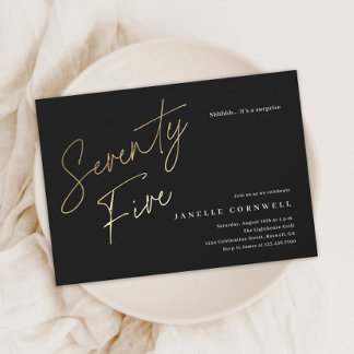 Budget Schwarz und Gold Script 75. Geburtstag Einl