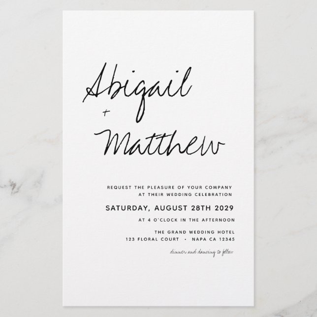 Budget Schwarz-weiß Boho Simple Wedding Einladung Flyer (Vorne)