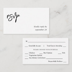 Budget Schwarz & Weiß Kalligraphie 10 Mahlzeiten Begleitkarte