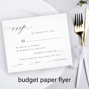 Budget schwarz weiß Menü Auswahl Hochzeit RSVP FLY