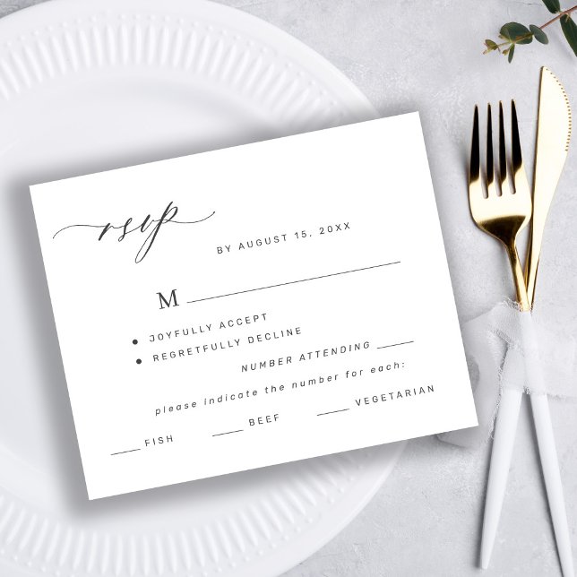 Budget Schwarz-Weiß-Menü Wahl Hochzeit rsvp (Von Creator hochgeladen)