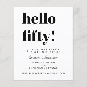 Budget Schwarz-weiß Moderne Geburtstagsparty Einla