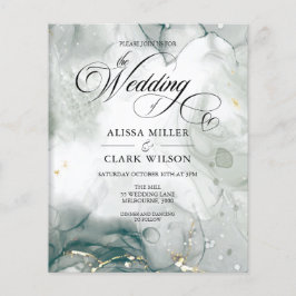 BUDGET Schwarz-Weiß Wasserfarbe Hochzeit Einladung