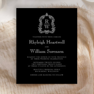 Budget Schwarz-weißes Monogramm Wappen Hochzeit Ei