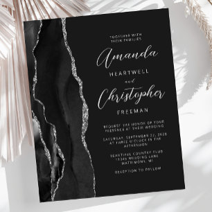 Budget-Schwarze Silber-Achat-Dunkle Hochzeitseinla