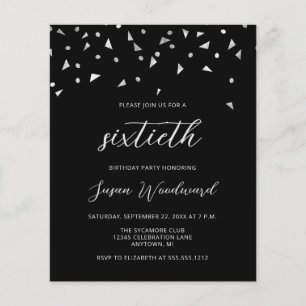 Budget Schwarze Silber Schrift 60. Geburtstagseinl