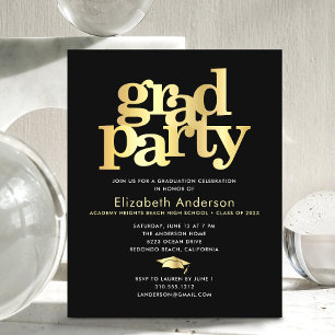 Budget schwarzes Gold Abschlussmütze fett Party-Ei