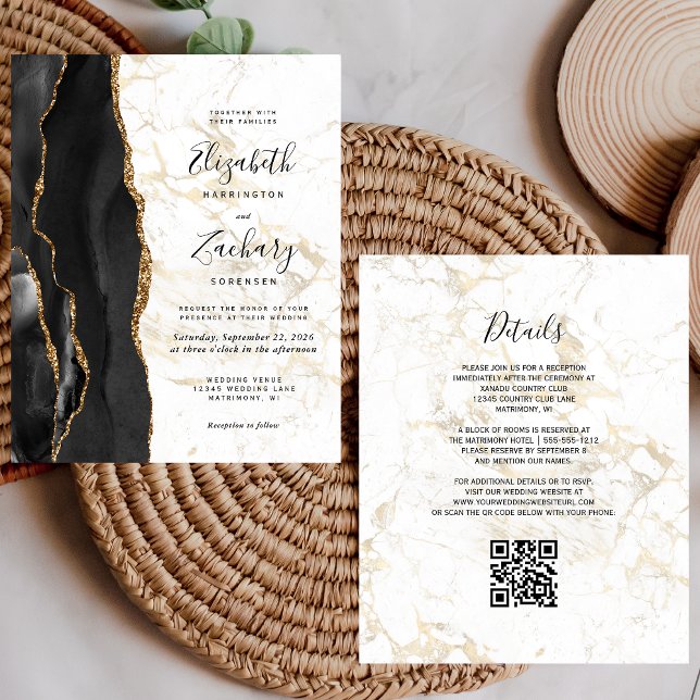 Budget-Schwarzgold-Achat-Marmor-QR-Code-Hochzeit (Von Creator hochgeladen)