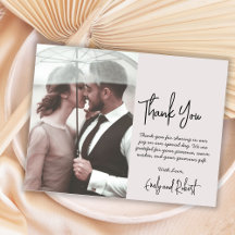 Budget Script Beige Hochzeit Vielen Dank Foto Card