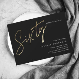 Budget Script Black Gold 60. Geburtstag Einladung