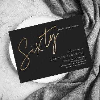 Budget Script Black Gold 60. Geburtstag Einladung