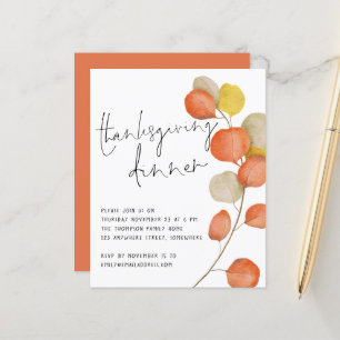 Budget Script Blätter Erntedank Dinner Einladung