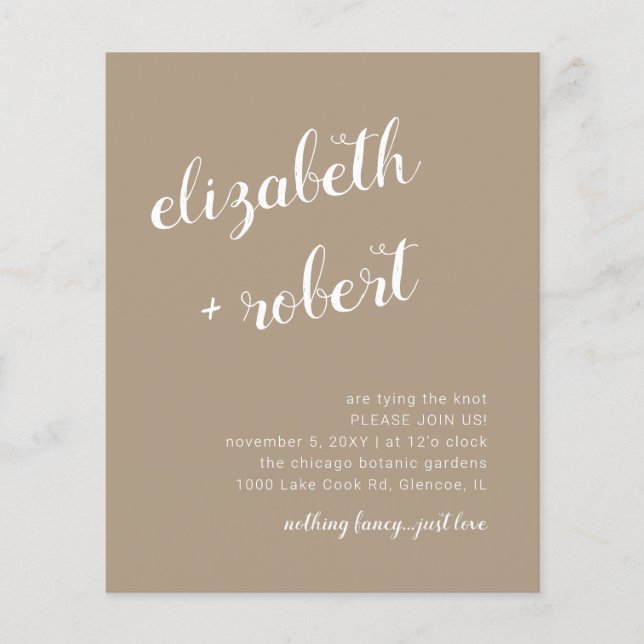 Budget Script Calligrafy Wedding Einladung (Vorderseite)
