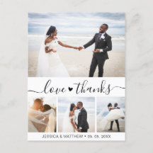 Budget Script Collage Wedding Danke Postcard