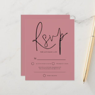 Budget Script Dusty Rose Wedding RSVP