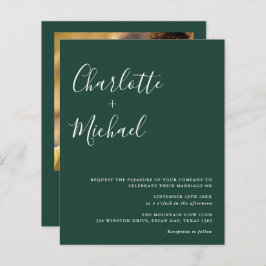 Budget Script Emerald Foto Hochzeitseinladung