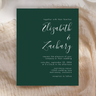 Budget Script Emerald Green Wedding Einladung